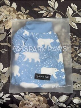 Spark Paws Medium Polar Bear Print Blue Pet Pajamas